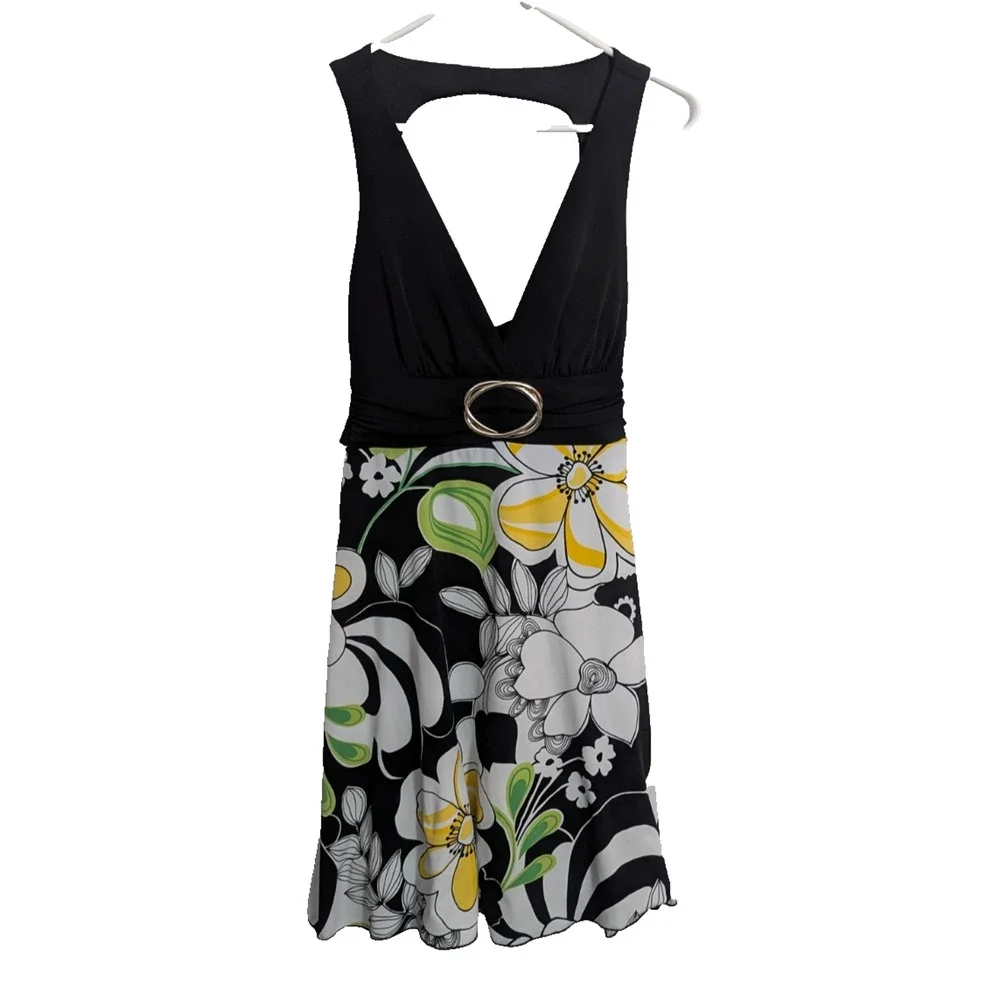 Xtraordinary Black Floral Party Dress Medium A1 Fairy Whimsigoth Grunge Goth